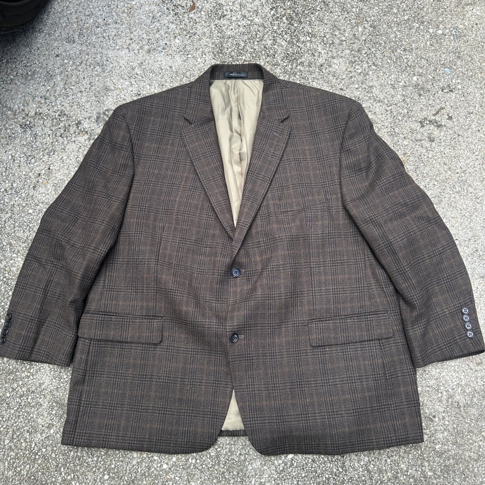 Lauren Ralph Lauren Mens 48S Brown Glen Plaid 100% Wool 2-Button Sport Coat
